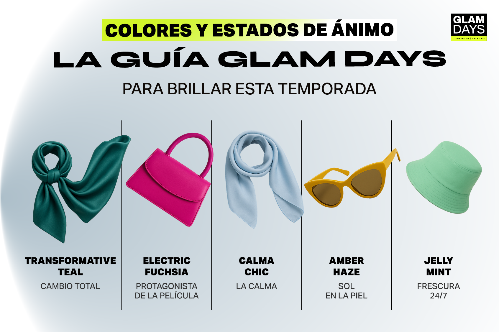 Colores y tu estado de ánimo: la guía GlamDays 2025 para brillar esta temporada Los 5 colores de moda de primavera-verano 2025 y tu mood